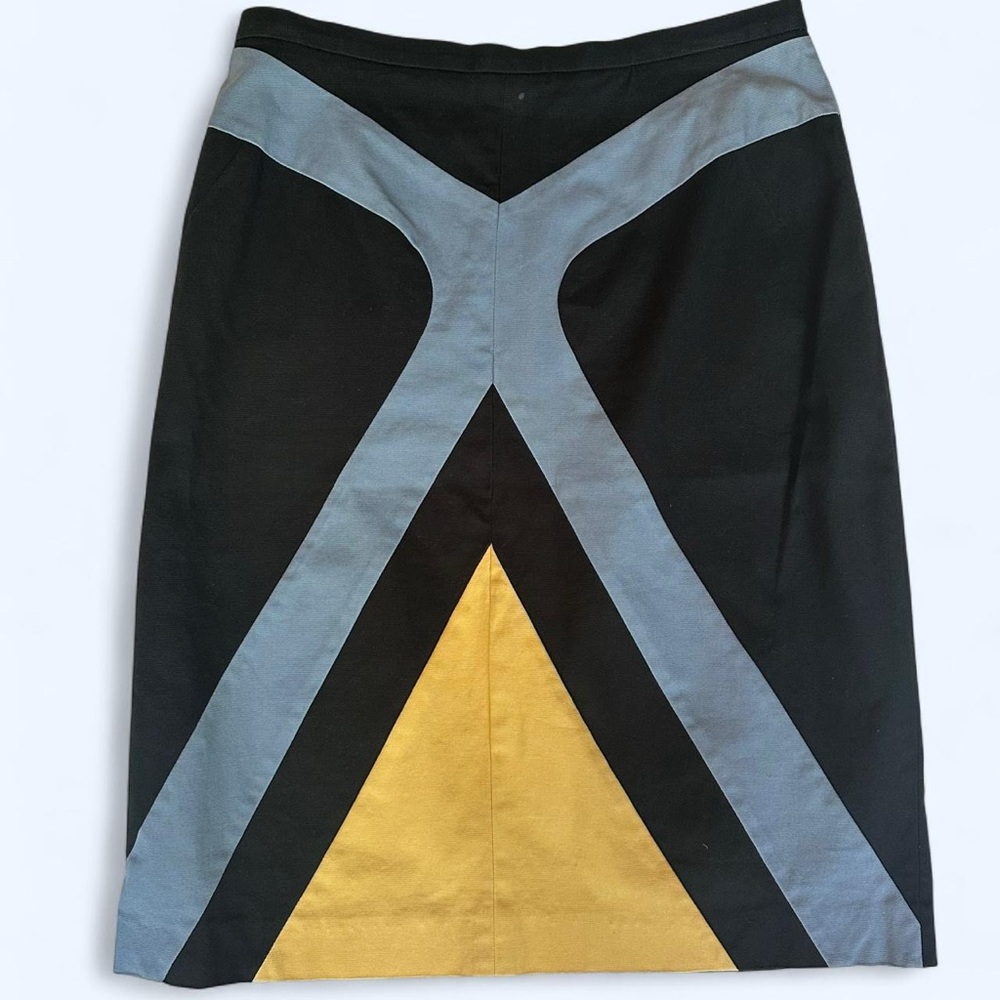 Harve Benard Black Blue Yellow Colorblock Pencil Skirt Sz 8 - Picture 2 of 6